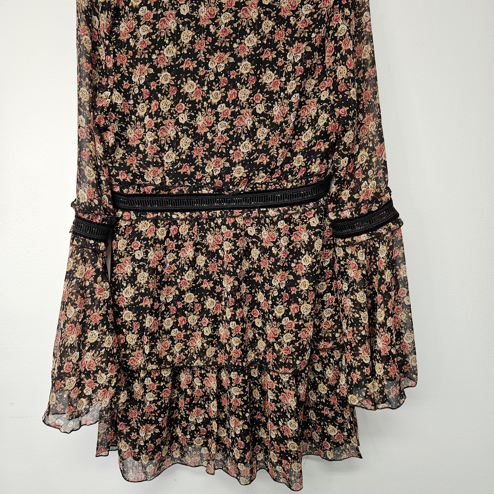 Nasty Gal Black and Pink Floral Long Sleeve Dress - Picture 10 of 11